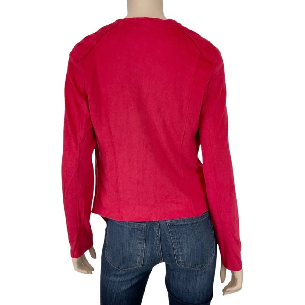 NWT BLANK NYC RED VEGAN FAUX LEATHER DRAPED ASYMMETRICAL MOTO STYLE JACKET - Picture 4 of 10